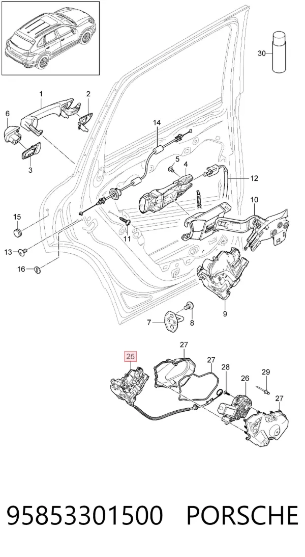 Замок двери задней левой 95853301500 Porsche