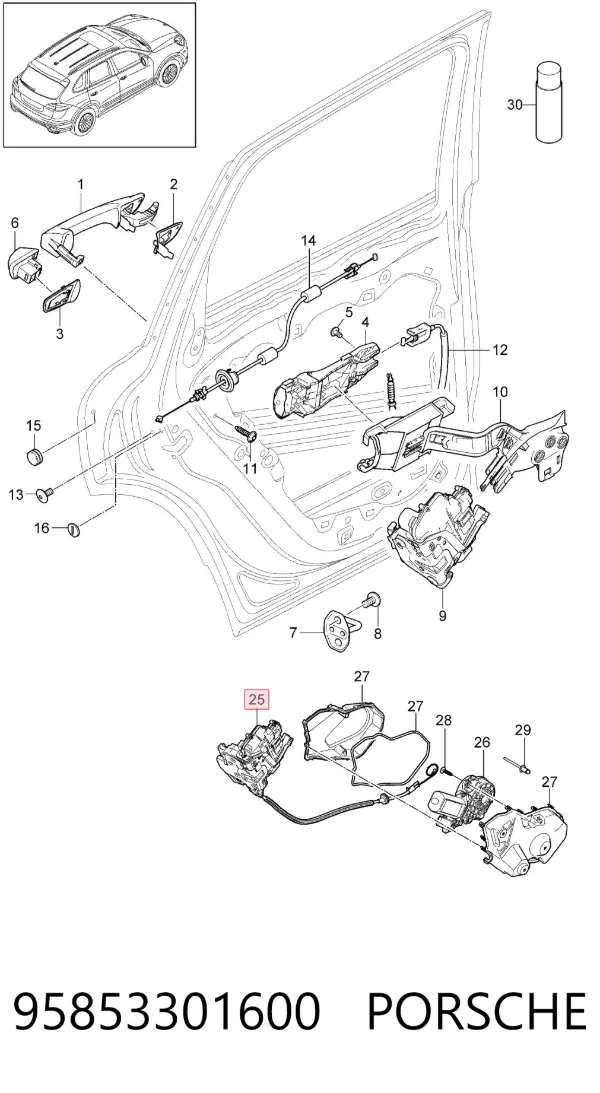 Замок двери задней левой 95853301600 Porsche