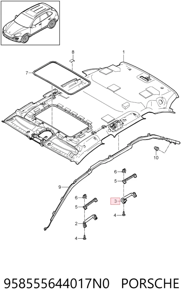 Ручка крыши салона 958555644017N0 Porsche
