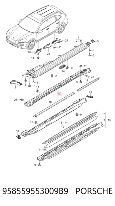 Накладка (молдинг) порога наружная левая PORSCHE 958559553009B9