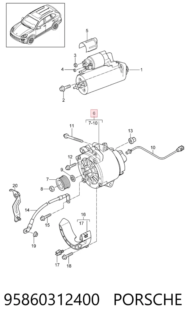 Генератор 95860312400 Porsche
