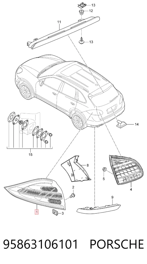 Фонарь задний левый внешний 95863106101 Porsche