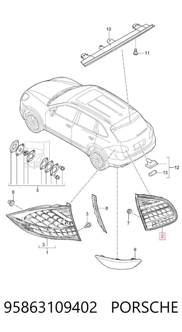 Фонарь задний правый внутренний 95863109402 Porsche