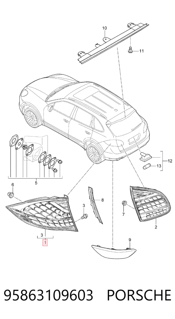 Фонарь задний правый внешний 95863109603 Porsche
