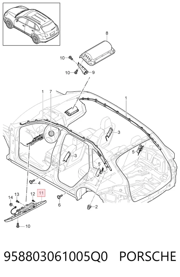 Подушка безопасности защиты коленей 958803061005Q0 Porsche