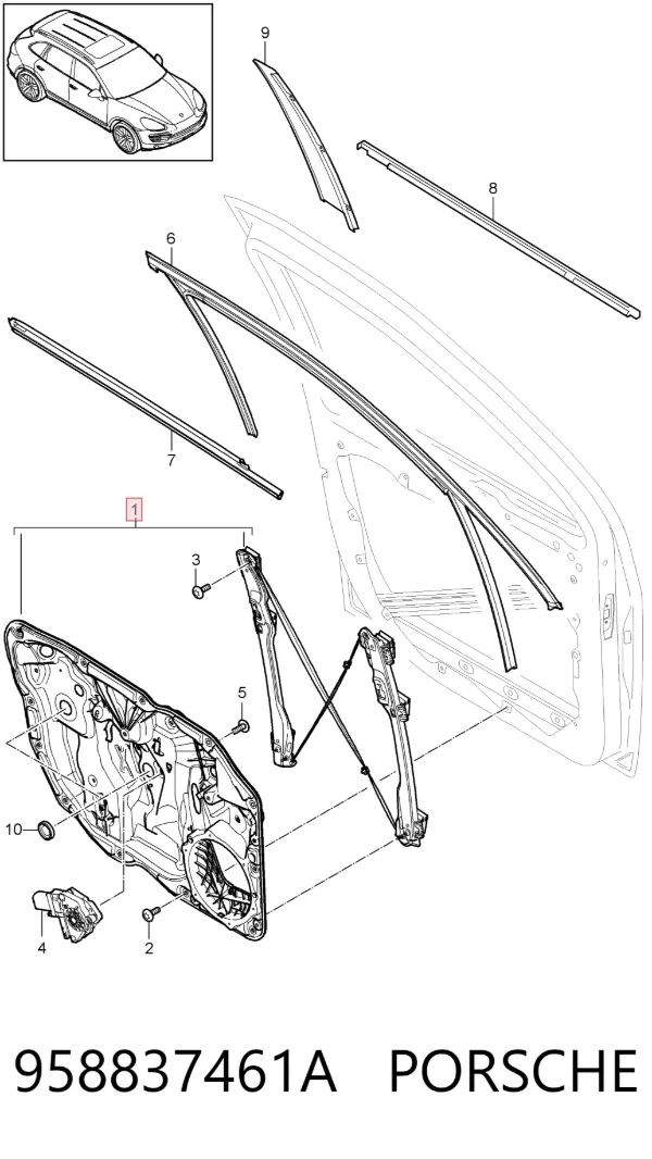 Стеклоподъемник передней левой двери 958837461A Porsche