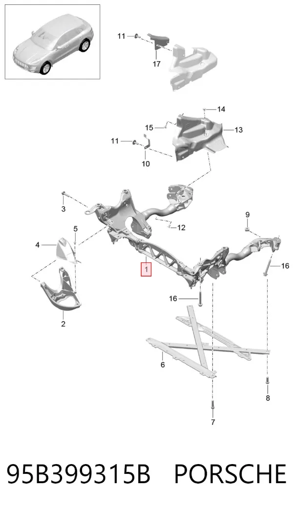Подрамник передний 95B399315B Porsche