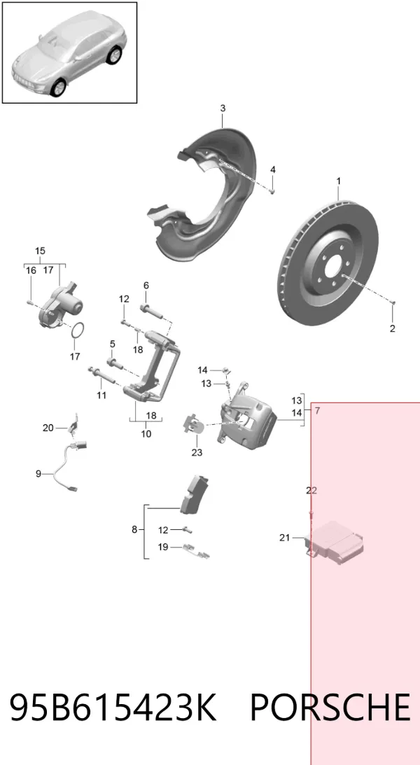 Суппорт задний левый 95B615423K Porsche