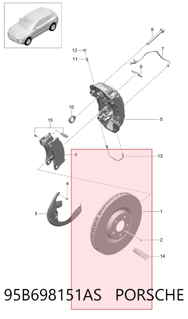 Передние тормозные колодки 95B698151AS Porsche