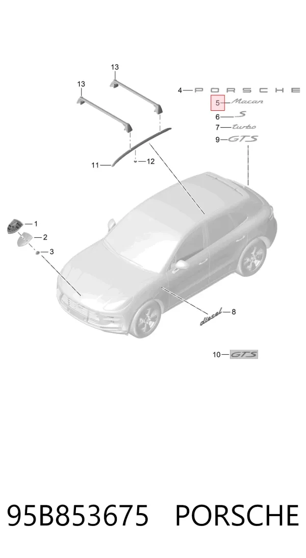 Эмблема крышки багажника 95B853675 Porsche