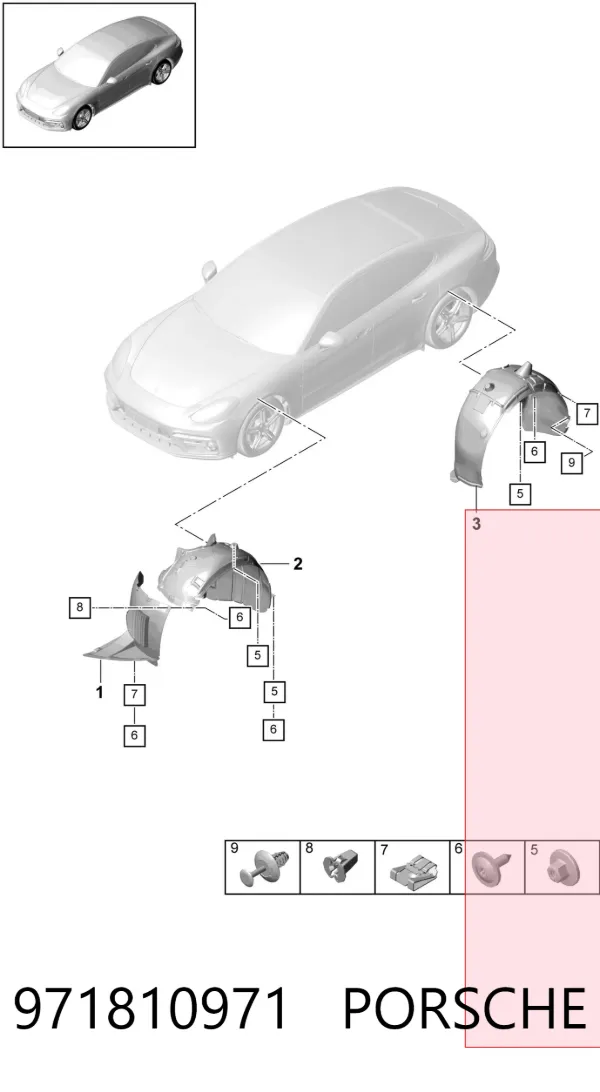 Подкрылок задний левый 971810971 Porsche