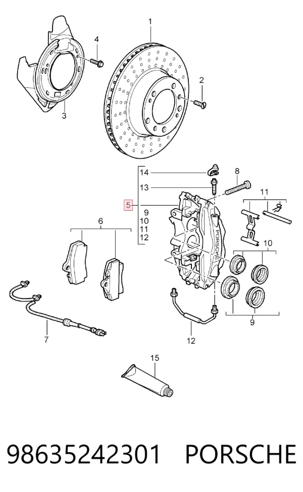 Суппорт задний левый Porsche Boxster 987
