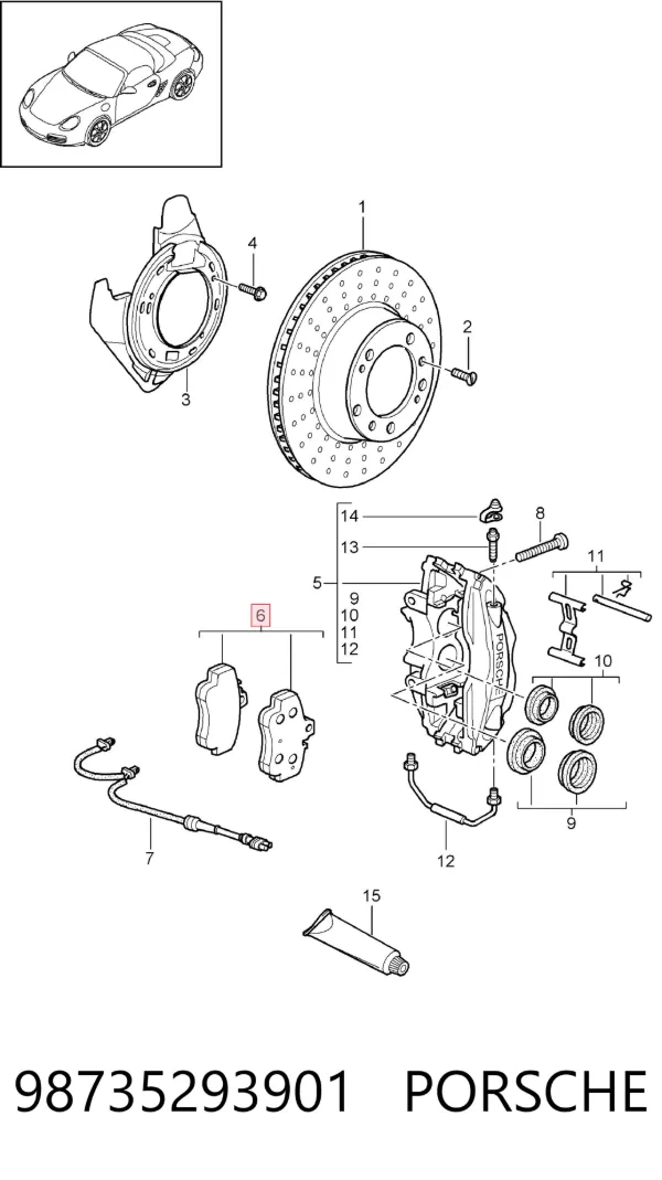 Задние тормозные колодки 98735293901 Porsche