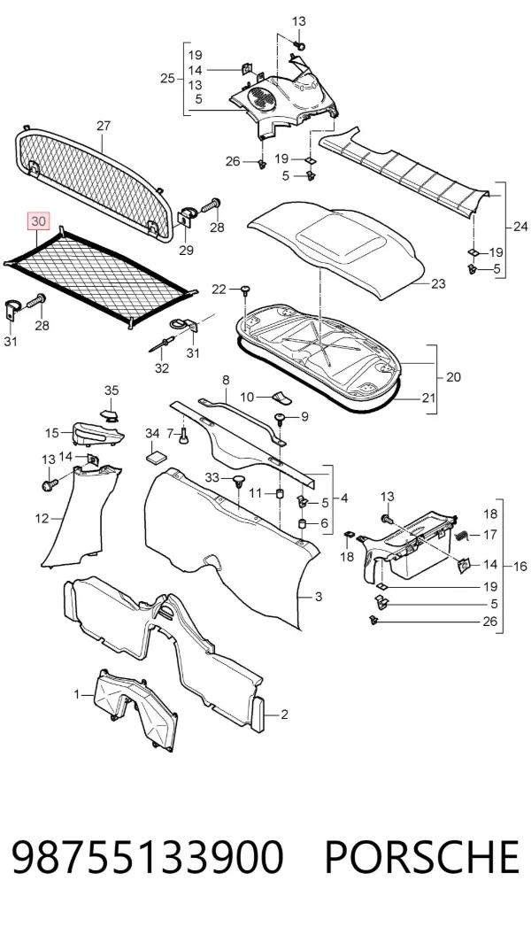 Сетка багажного отсека 98755133900 Porsche
