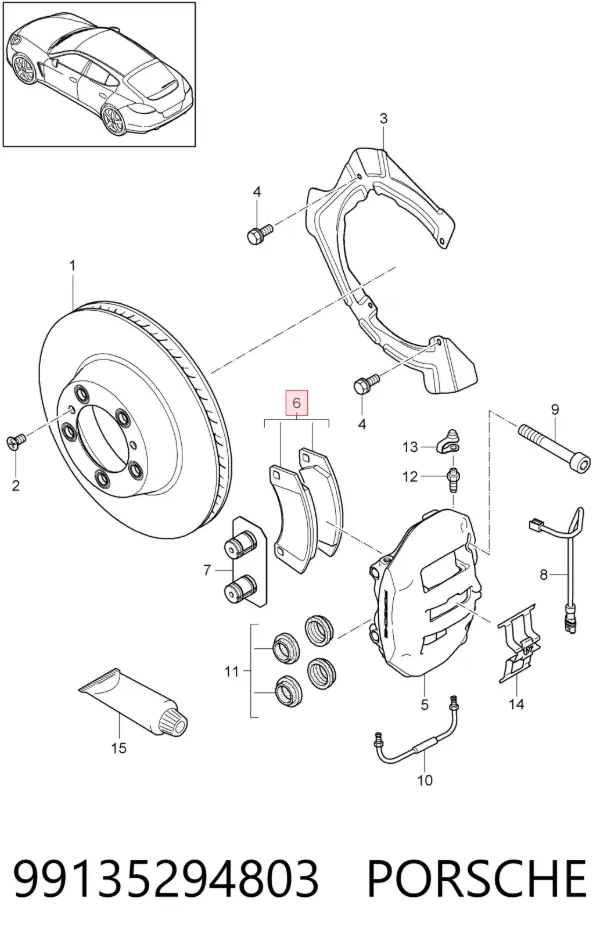Задние тормозные колодки 99135294803 Porsche