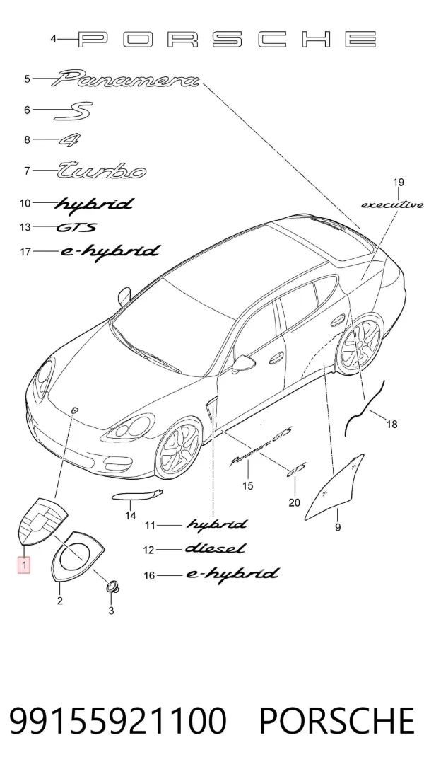 Эмблема капота 99155921100 Porsche