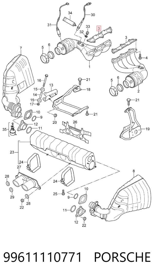 Прокладка коллектора 99611110771 Porsche