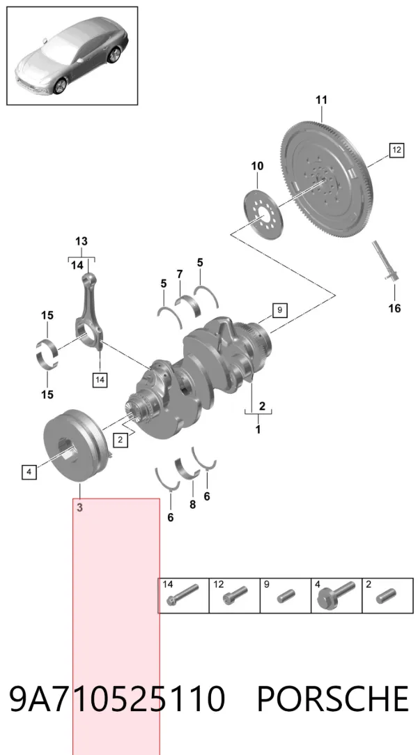 Шкив коленвала 9A710525110 Porsche