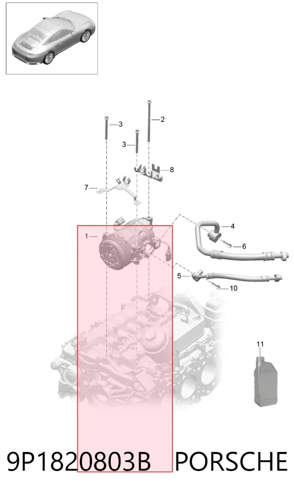Компрессор кондиционера 9P1820803B Porsche