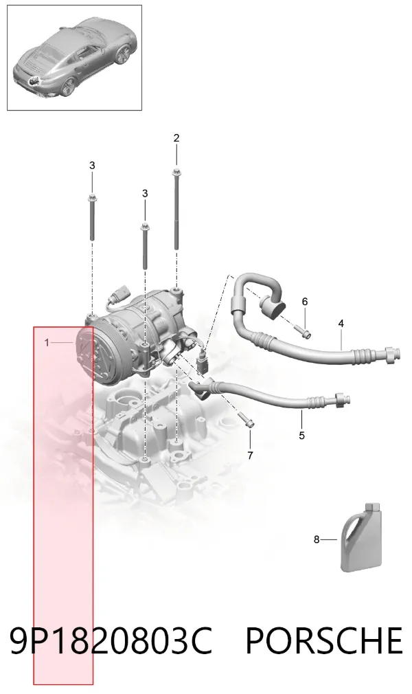 Компрессор кондиционера 9P1820803C Porsche