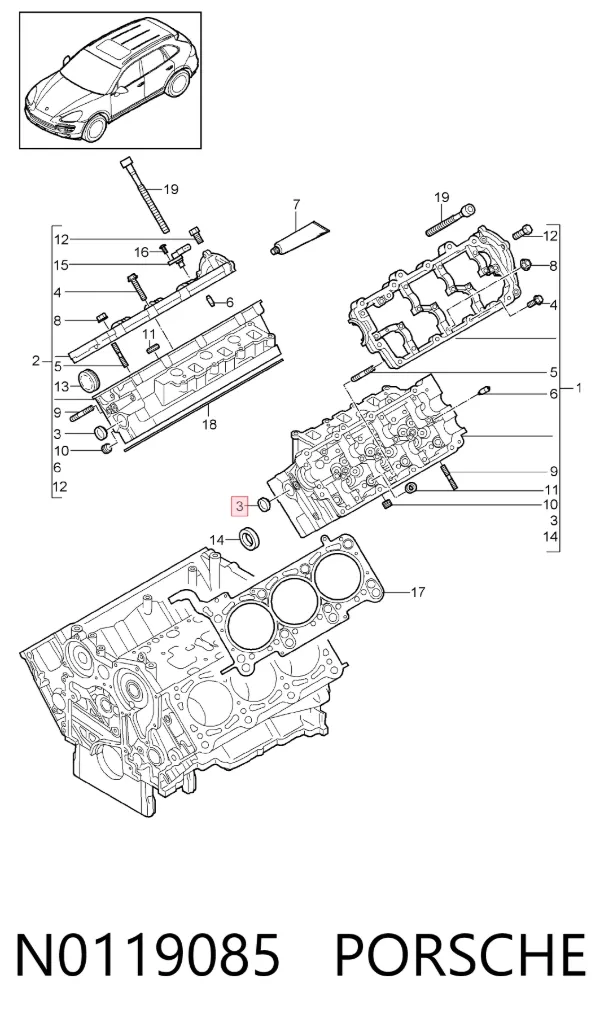 Заглушка ГБЦ N0119085 Porsche