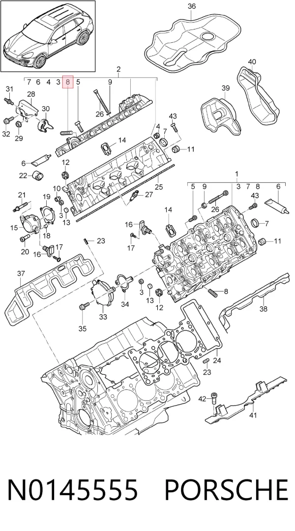 Болт выпускного коллектора N0145555 Porsche