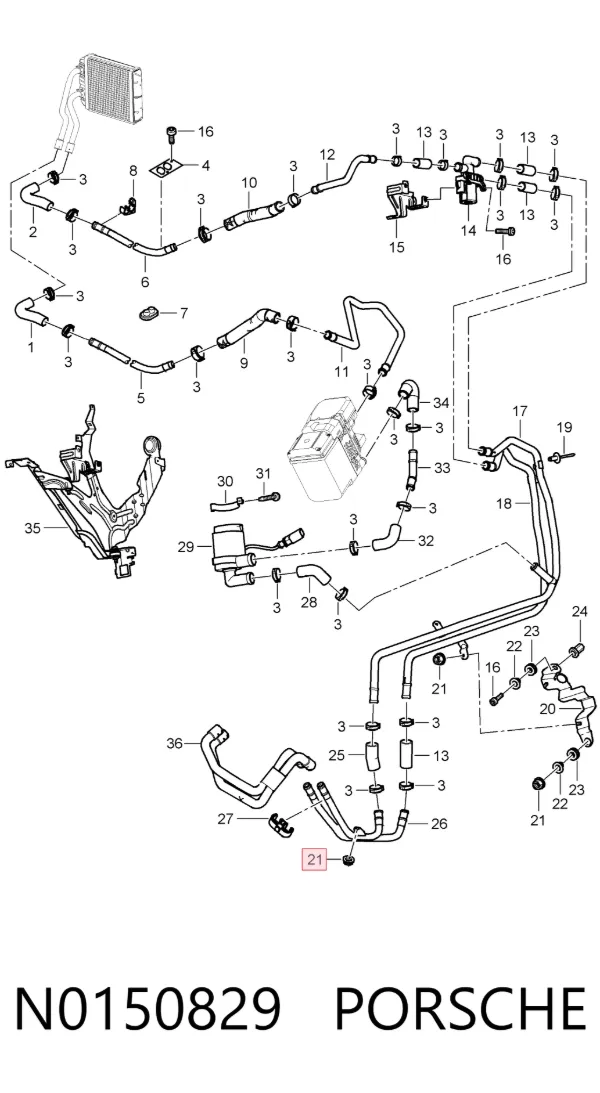 Болт (гайка) крепежа N0150829 Porsche