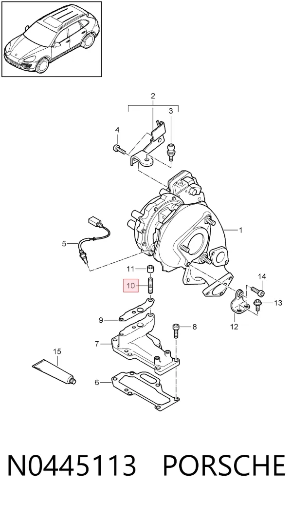 Шпилька выпускного коллектора N0445113 Porsche