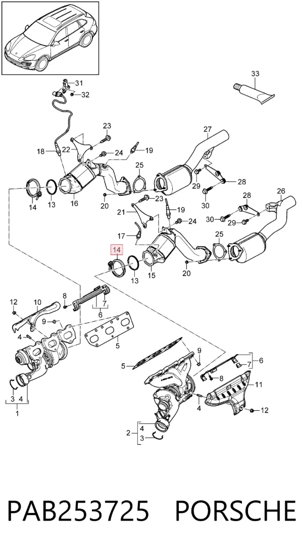 Хомут глушителя передний PAB253725 Porsche