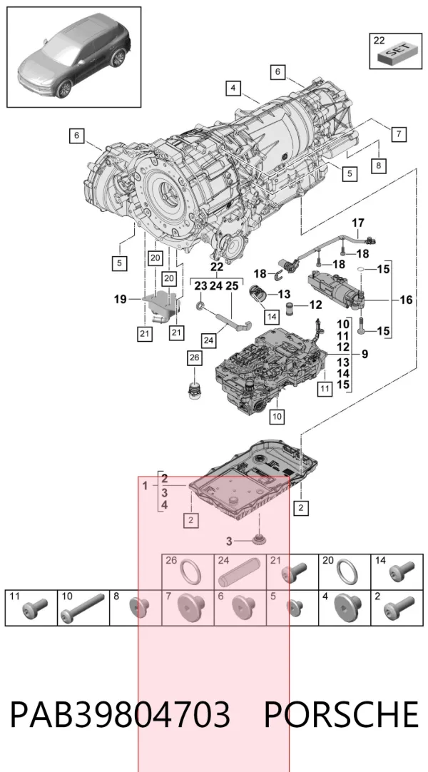 Сервисный комплект для замены масла АКПП PAB39804703 Porsche