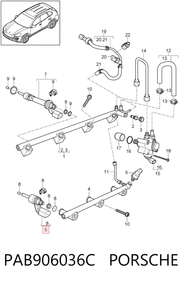 Топливные форсунки PAB906036C Porsche