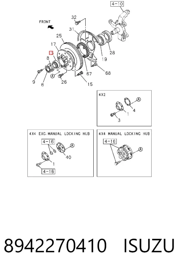 Подшипник ступицы передней наружный 8942270410 Isuzu