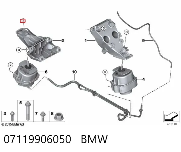 Гайка крепления приемной трубы глушителя (штанов) 07119906050 BMW