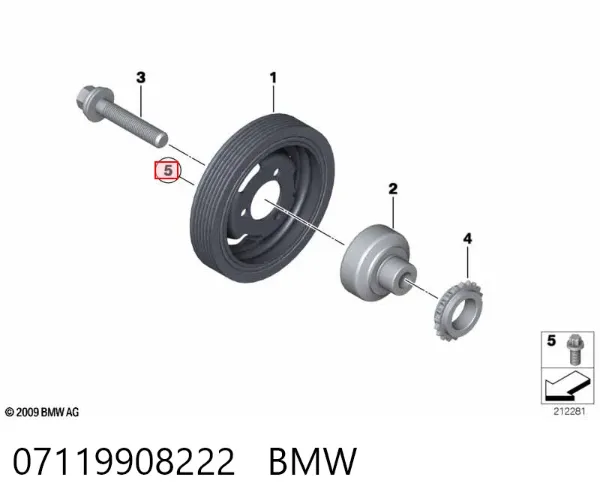 Болт шкива коленвала 07119908222 BMW