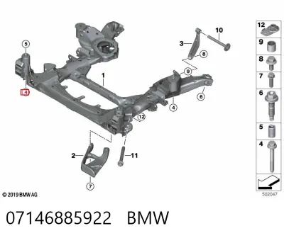 Болт крепления переднего рычага BMW 07146885922