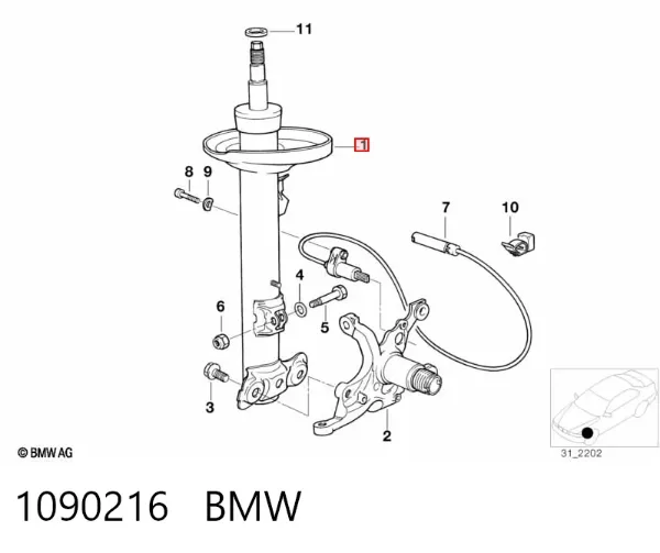 Амортизатор передний правый 1090216 BMW