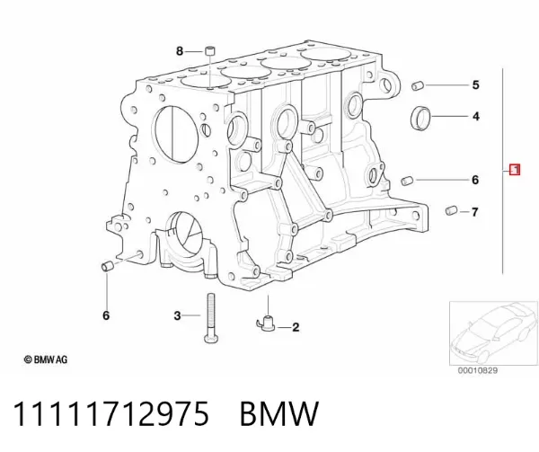 Блок цилиндров двигателя 11111712975 BMW
