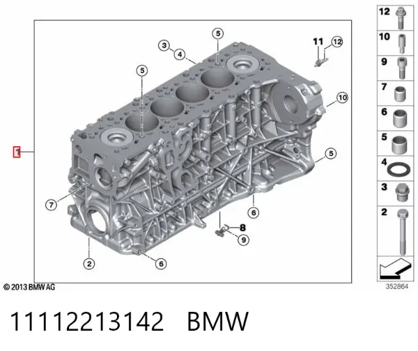 Блок цилиндров двигателя 11112213142 BMW