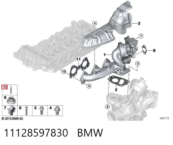 Шпилька выпускного коллектора 11128597830 BMW