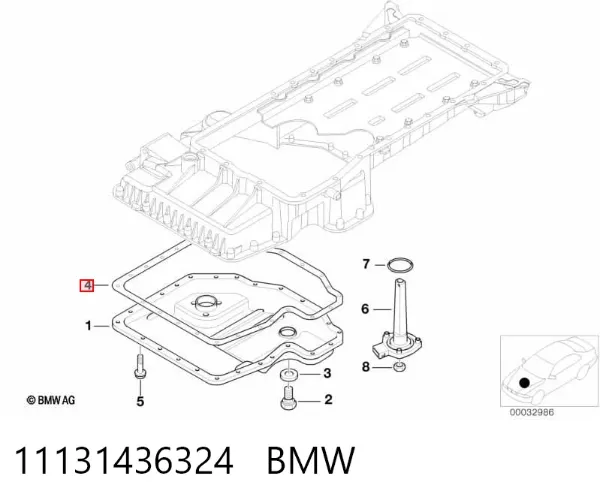 Прокладка поддона картера двигателя нижняя 11131436324 BMW