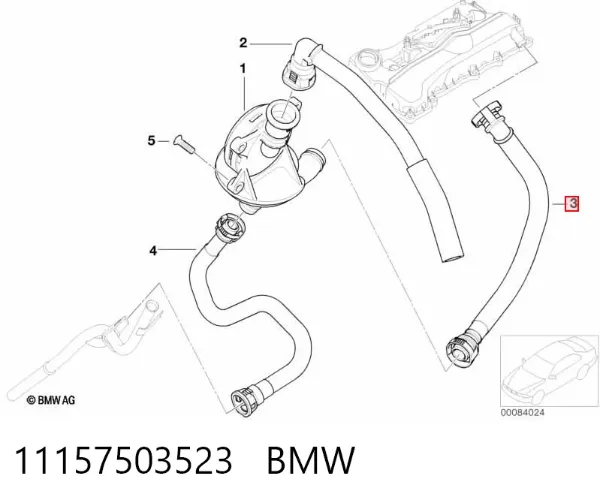 Патрубок вентиляции картерных газов 11157503523 BMW