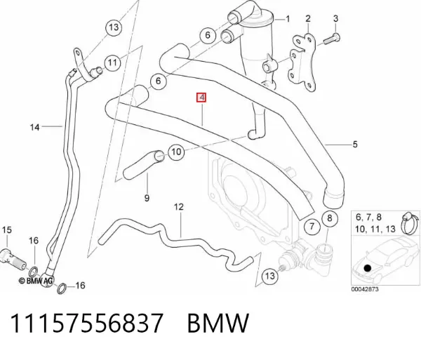 Патрубок вентиляции картерных газов 11157556837 BMW