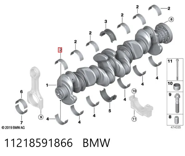 Вкладыши шатунные, 1-й ремонт 11218591866 BMW