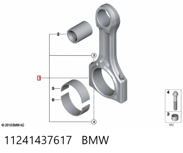 Шатун поршня двигателя 11241437617 BMW