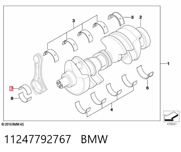 Вкладыши шатунные 11247792767 BMW