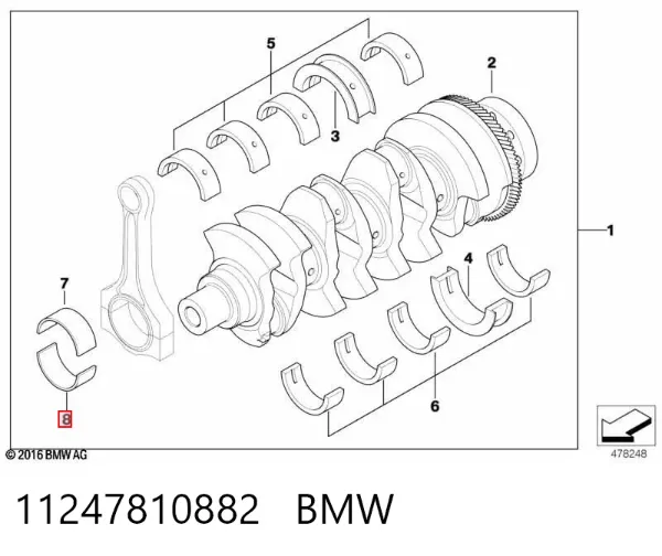 Вкладыши шатунные, 2-й ремонт 11247810882 BMW