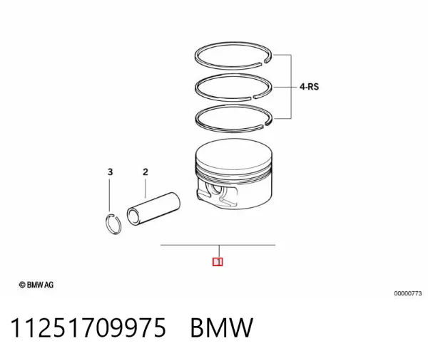 Поршень в комплекте на 1 цилиндр, 1-й ремонт (+0,25) 11251709975 BMW