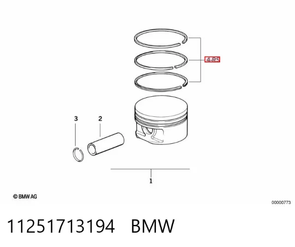 Кольца поршневые на 1 цилиндр, 1-й ремонт (+0,25) 11251713194 BMW