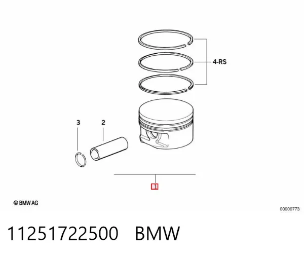 Поршень на 1 цилиндр, 2-й ремонт 11251722500 BMW