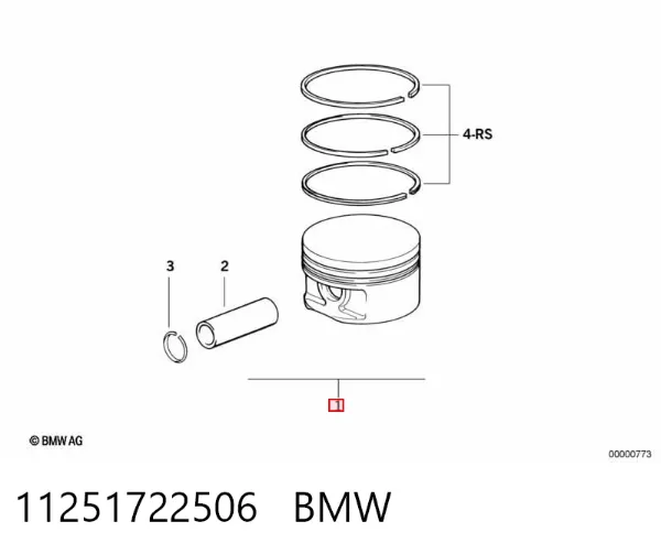 Поршень на 1 цилиндр, 2-й ремонт 11251722506 BMW